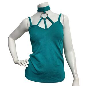Solar Collection Green Spaghetti Strap Women's Top Halter Neck Size Small Y2K